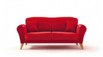 Cartoon Red Sofa Talking Looped Video White Background.