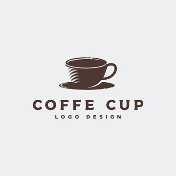 Coffee cup vintage minimalist logo design vector inspiration