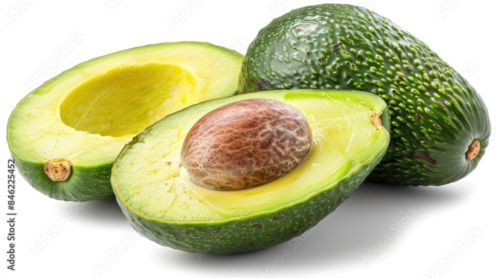 Poster isolated on white background half of an avocado with clipping path