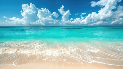Fototapeta premium sandy beach with turquoise sea and sky
