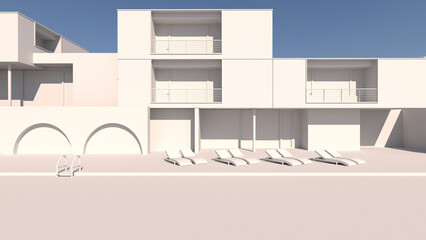 House building with sky background.3D rendering ,3D illustration	
