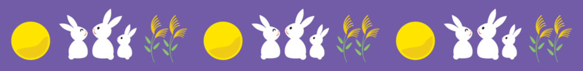 お月見のウサギのラインイラスト