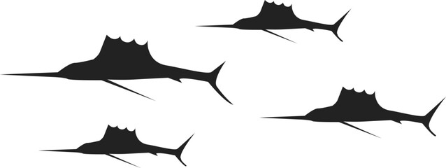 Fish Group Silhouette Simple Flat Design Vector Background