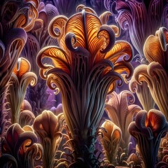 Illustration of the environment, including the appearance of space planets and various plants