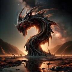 Alien creature design production, design applicable to movies, comics, and games