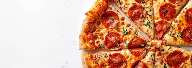 Tasty pizza on white background