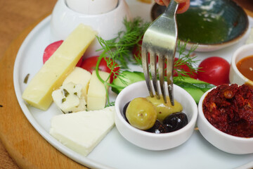 Turkish Breakfast Served on Table 