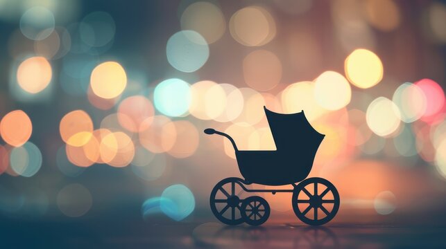 A Baby stroller icon on beautiful blurred background.