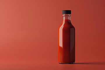 Design a sleek, modern rear view of a BBQ sauce bottle in a minimalist style, emphasizing the bold, vibrant colors of the label CG 3D rendering,