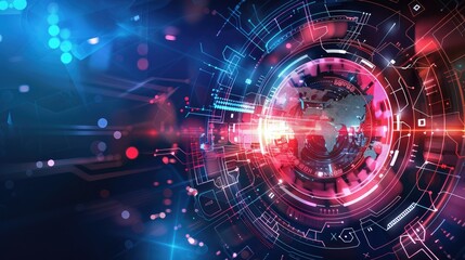 Fototapeta premium technology background and abstract digital tech circle