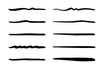 Set of hand drawn underline.