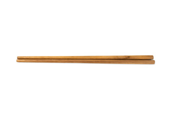 top view of wooden chopstick isolated white background