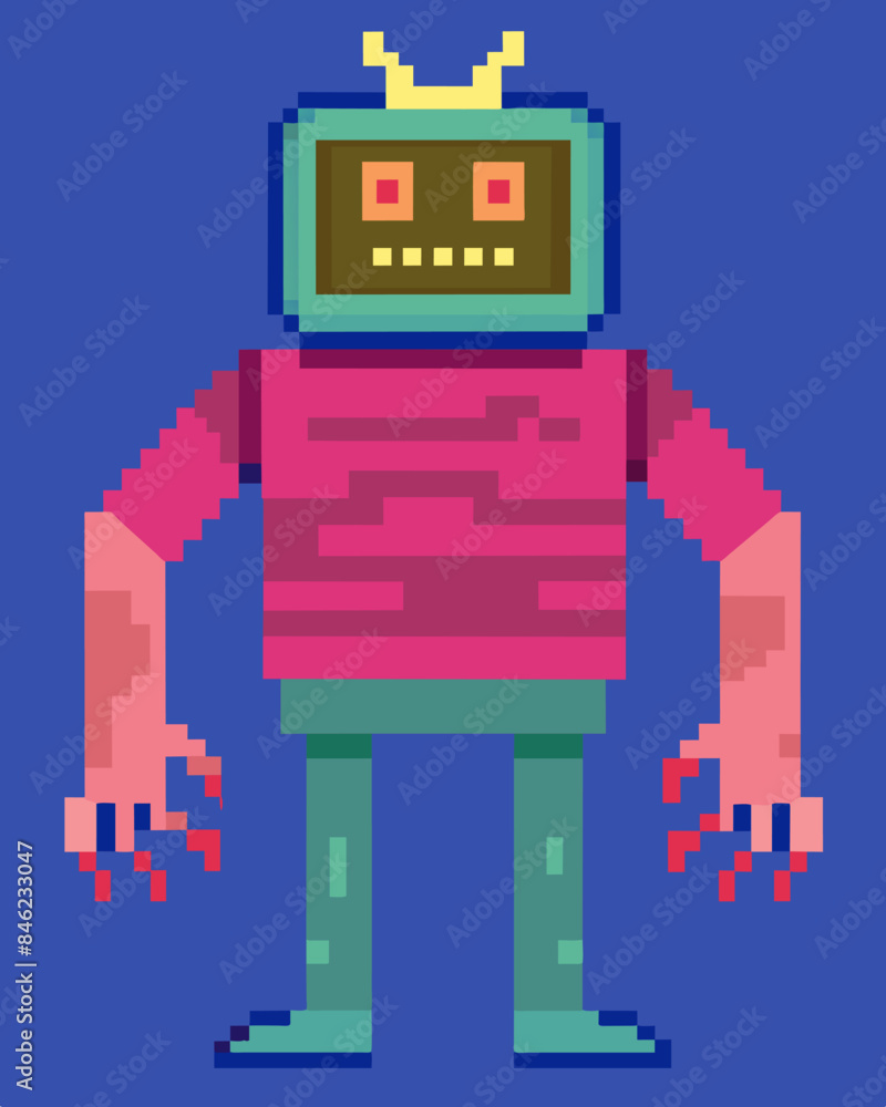 Aufkleber the once flat pixels on the screen now form the bulging body and twisted limbs of the monstrous bein