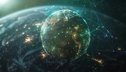 Obraz premium Earth surrounded by digital network,