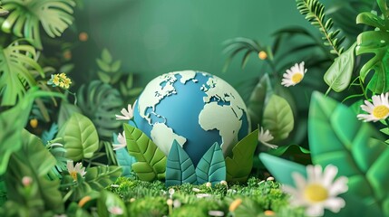 Environmental concept with Earth and plants,