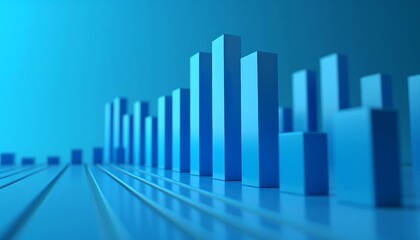 Financial graph with blue bars,