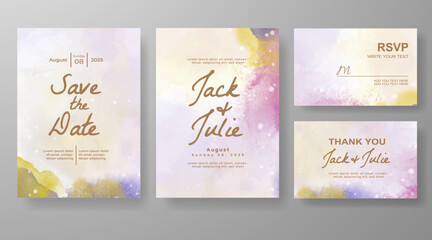 Wedding invitation with abstract watercolor background