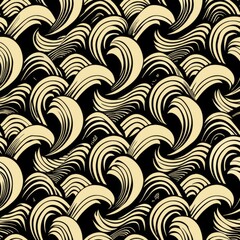 Seamless pattern of halftone retro waves in black and white, Generative AI