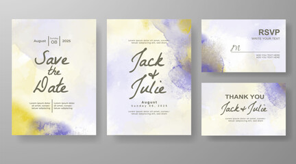 Wedding invitation with abstract watercolor background