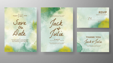 Wedding invitation with abstract watercolor background