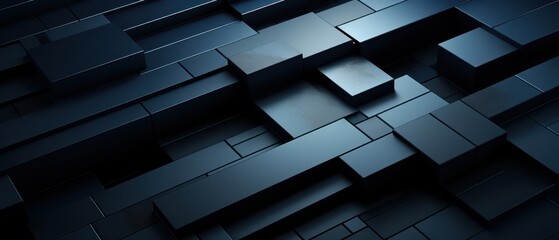 Corporate 3D abstract background, dark blue, geometric forms, modern design