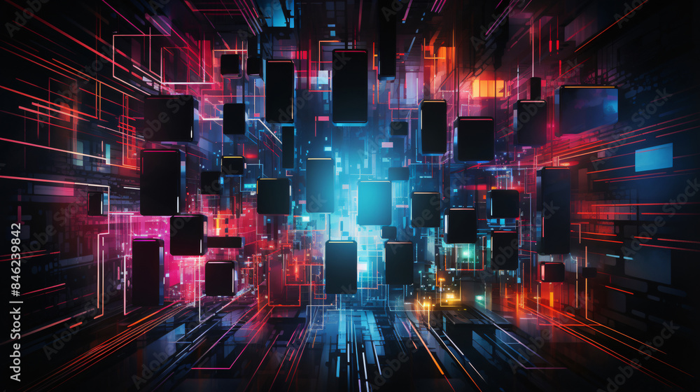 Poster abstract digital cubes with copy space text for technology background