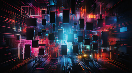 Abstract Digital Cubes with Copy Space Text for Technology Background