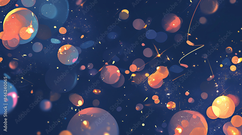 Poster colorful bokeh with copy space text for abstract background