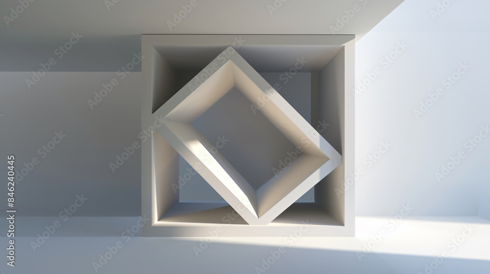 Poster Minimalist White Geometric Shape with Copy Space Text for Architecture Background