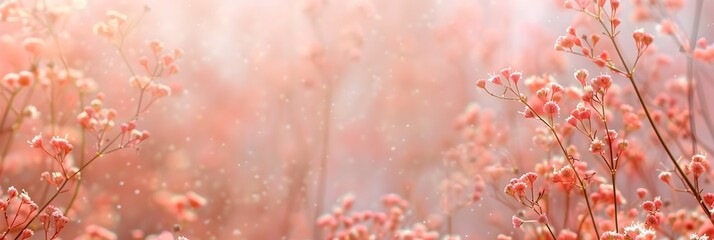 Fototapeta premium Soft Pastel Floral Border with Blooming Springtime Nature