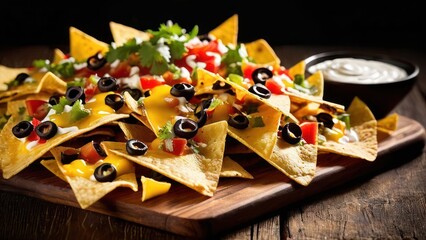 Crispy Tortilla Chips Artfully Garnished in Vibrant Toppings