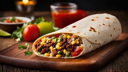 Minimalist Chic Burrito Feast, A Colorful Culinary Delight Served Naturally