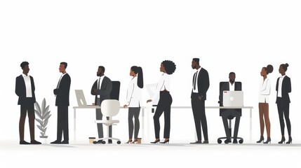 Clipart images on a white background for creating presentations. Office workers, 2d schedules, weekdays, meetings, office