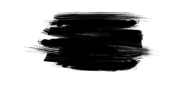 4K White Brush Strokes, Hand Drawn Paint Stains, Blots, Splashes Paper Texture. Silhouettes watercolor stains black background. Grunge dirty shapes, for masks, transitions, fades, mattes, reveals.