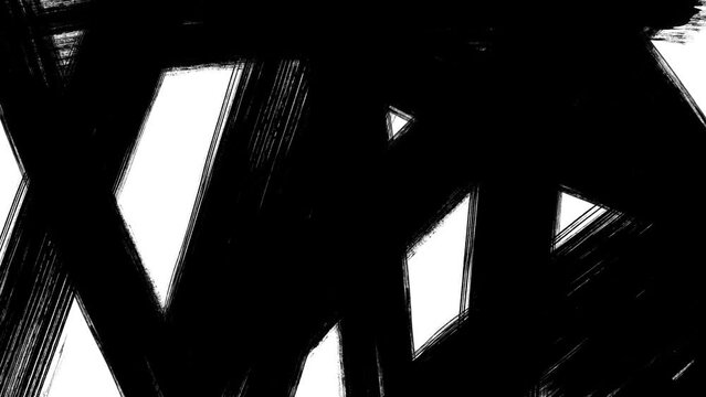 Paint Brush Wipe On and Off Transition effect of paint brush strokes wiping overlays. Ink paint white brush stroke grunge Silhouettes animation. for masks, transitions, fades, mattes, reveals. masks,