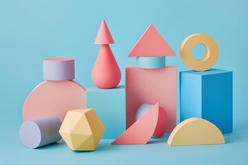 Fototapeta premium Modern pastel geometric shapes,