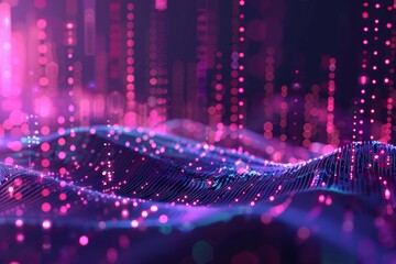 A 3D render of data points being grouped and analyzed in a virtual space