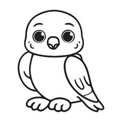 The falcon is sitting isolated on white background. Line art falcon bird. One line continuous vector illustration.