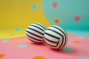 Polka dot and striped Easter eggs,