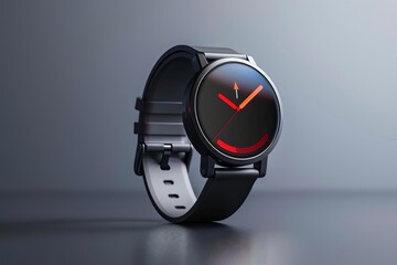 Produce a frontal view of a trendy, affordable smartwatch with customizable straps,
