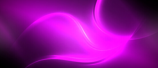 Neon glowing circle rays, light round lines in the dark, planet style neon wave lines. Energetic electric concept design for wallpaper, banner, background