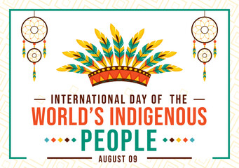 Vector Illustration for World Indigenous People Day on August 9 to Raise Awareness and Protect the Rights of Populations, featuring a Flat Background