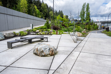 Mountains to Sound Greenway trail at Eastgate next to the highway, I90, cement urban recreation...