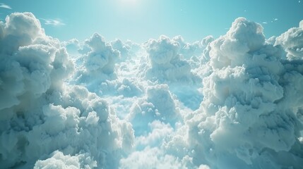 Serene scene of gentle clouds drifting across the tranquil blue sky, beautifully animated in a seamless loop.