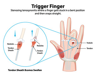 Detailed depiction of trigger finger condition