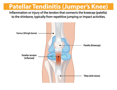 Inflammation of the tendon connecting kneecap to shinbone