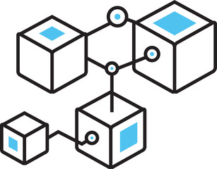 Obraz premium Cube Network for Blockchain Concept Icon 