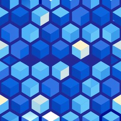 Fototapeta premium Seamless pattern of overlapping hexagons with gradient fills and subtle shadows, Generative AI