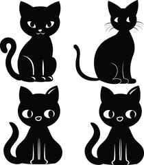 Minimalist cat silhouette, vector art,cat, cute cat