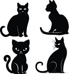Minimalist cat silhouette, vector art,cat, cute cat